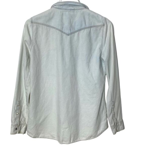 Zara TRF Denim Snap Button-down Chambray Shirt - Picture 2 of 6